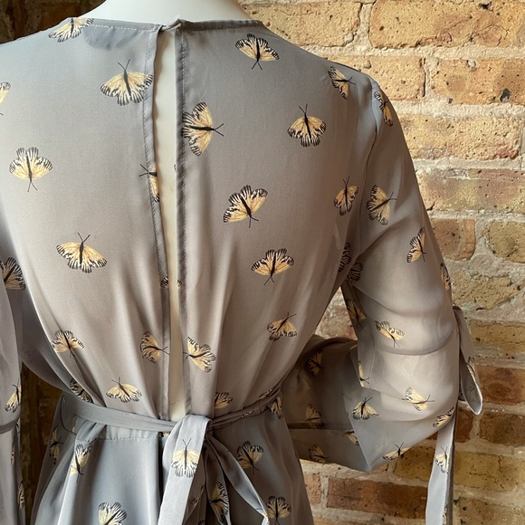Topshop Light Blue Butterfly Dress w/ Bell Sleeves - Picture 4 of 10